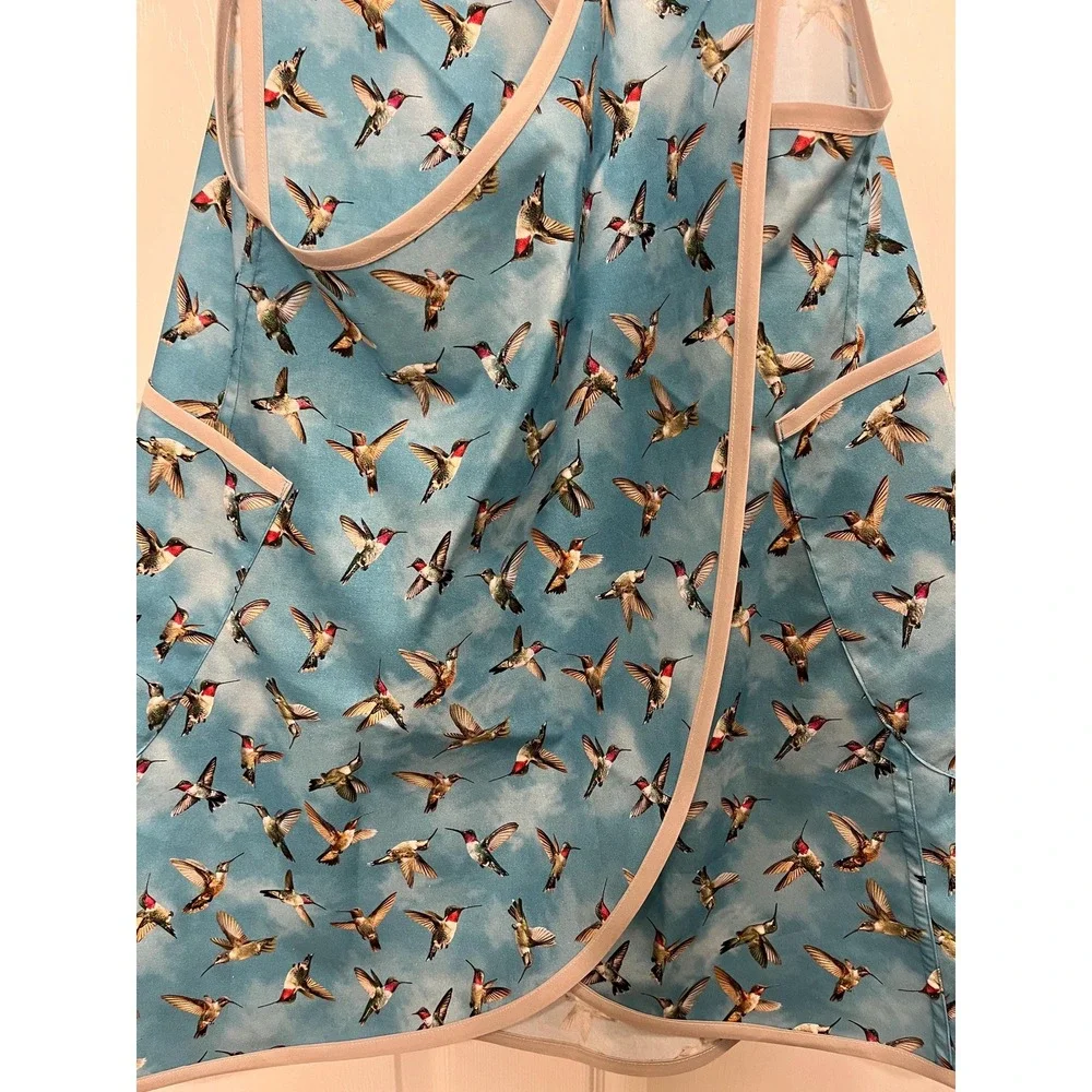 Criss Cross Apron Pockets: Hummingbird Print, S-L Cottagecore Crossback Apron